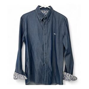 Harmont & Blaine | L | Men's Narrow Fit Indigo Button-Down Long Sleeve Shirt